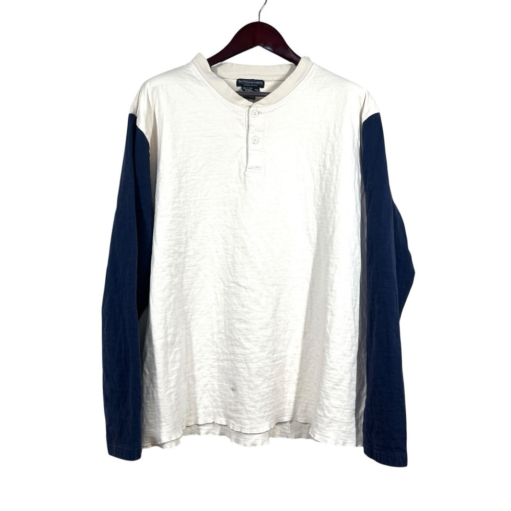 J Peterman Double Layer Henley Men XXL 100% Cotton Heavyweight Long Sleeve Shirt